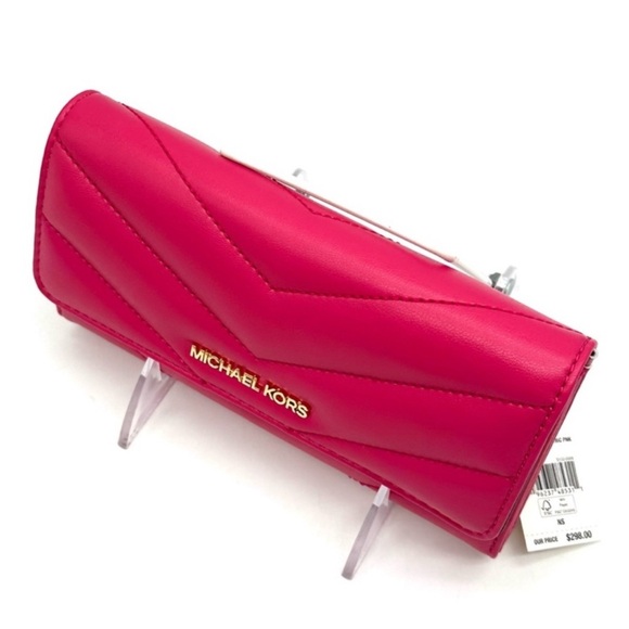 Michael Kors Large Large Quilted Trifold Wallet Pink/Gold - Picture 6 of 8